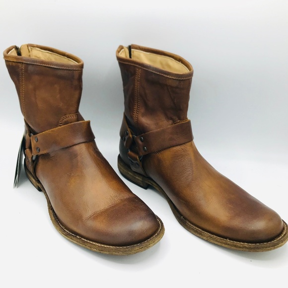 Frye Phillip Harness Back Zip Cognac Mens Boot - Picture 2 of 8